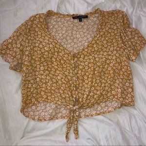 short sleeve crop top, L, yellow
